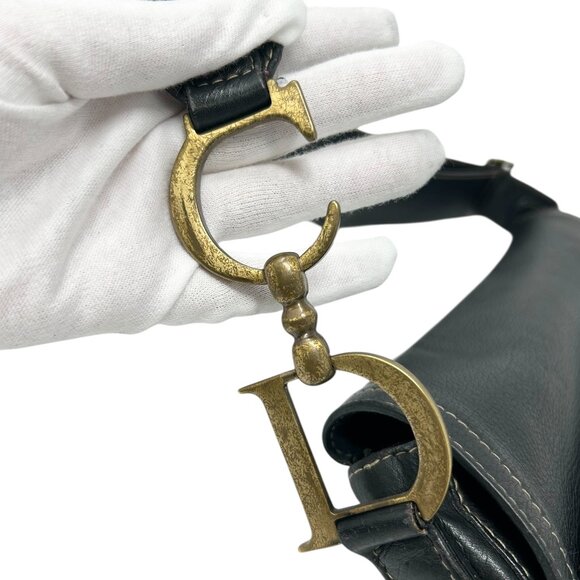 Christian Dior Vintage 2002 CD Logo Saddle Bag Baudrier Crossbody Black [105691] - Picture 11 of 16